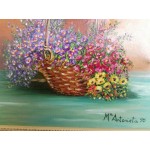 Малка картина  масло на платно Испания, четворна рамка - 3629